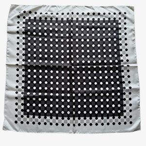 Vintage Scarf Square Black White Polka Dot Frame 27” Square Modernist Japan